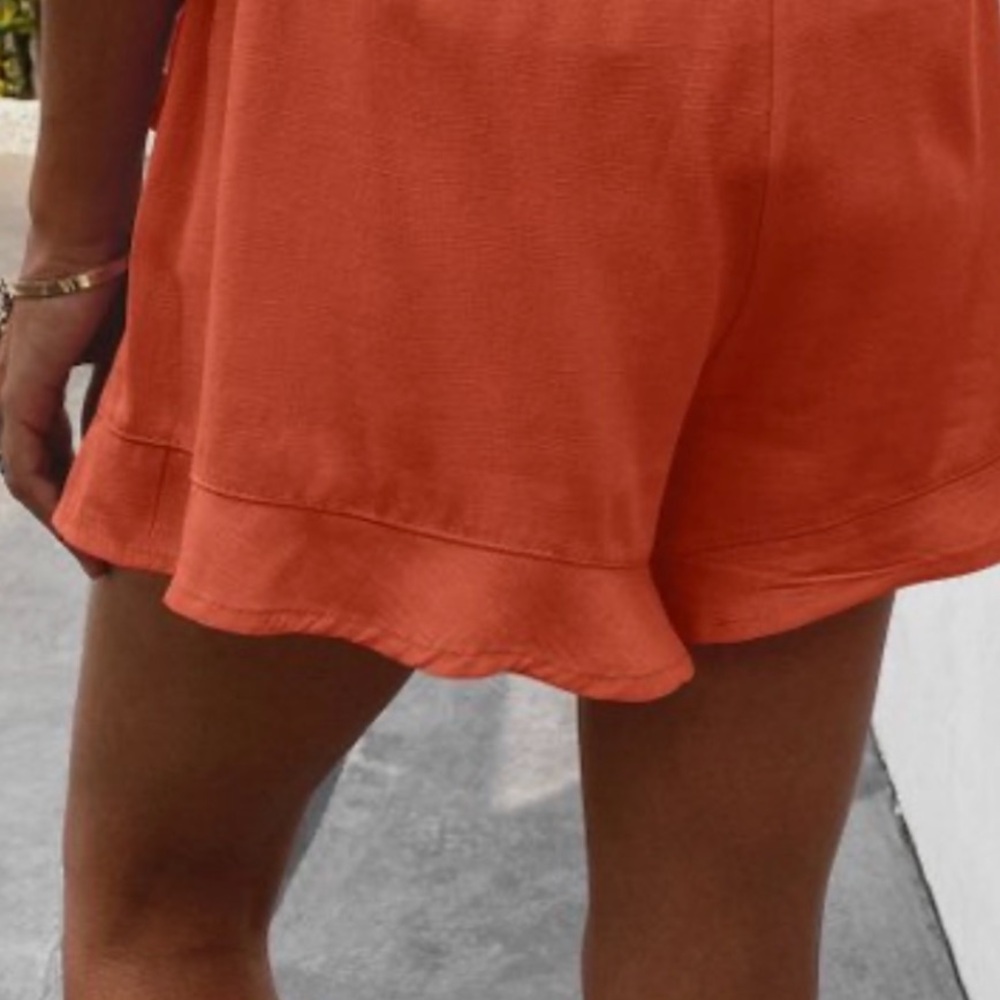 NEW•2X•Tangerine Dream Flowy Linen Style Shorts With Pockets - Picture 6 of 15